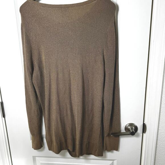 Chico’s Size 3 Twist Knot Front Tan Brown Long Sleeve Sweater Top Women’s US XL - Picture 3 of 10